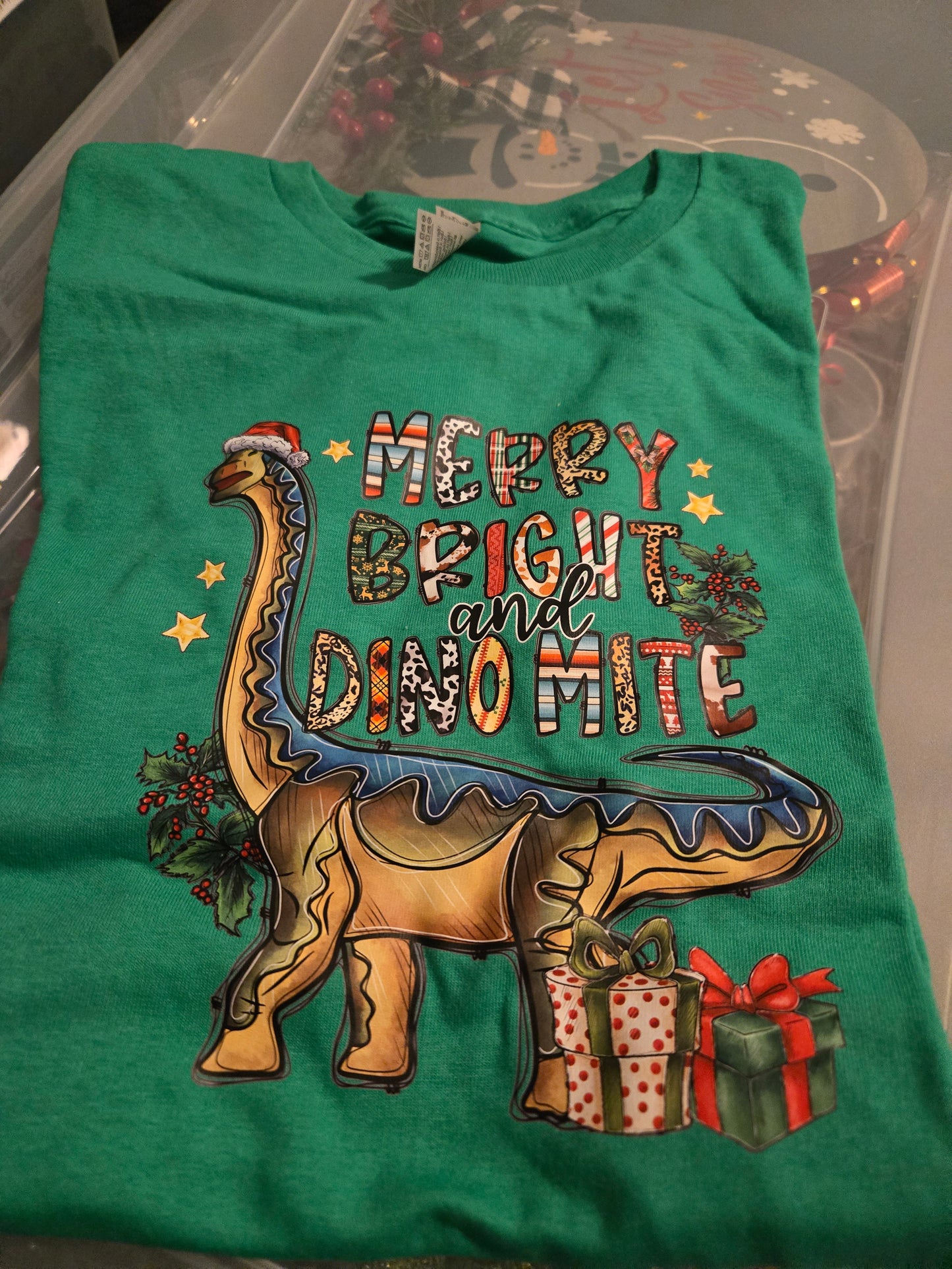 Green merry bright and dinomite