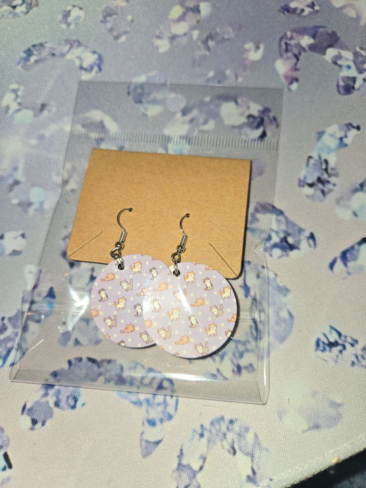 Purple cat earrings