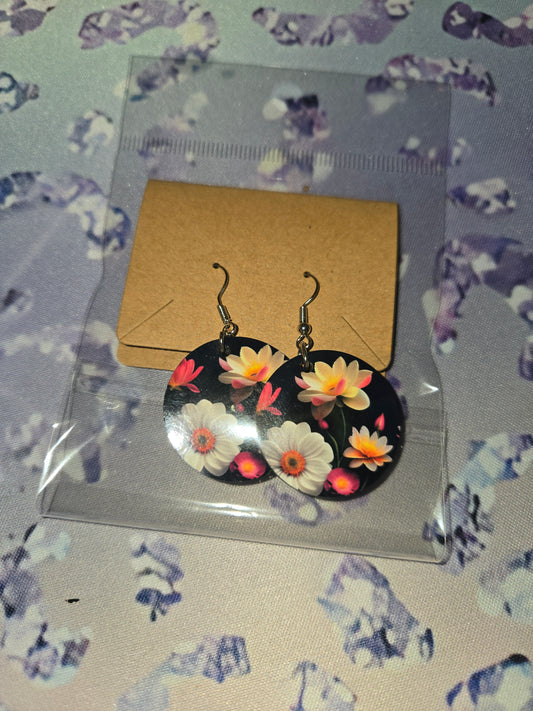 Flower round earrings