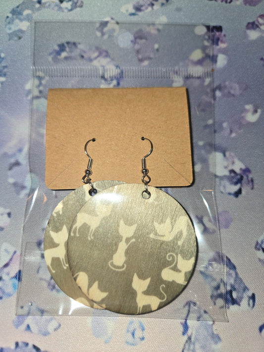 Black and white cats earrings