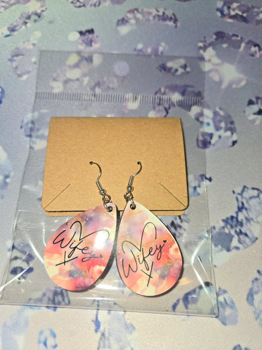 Wifey tear drop earrings