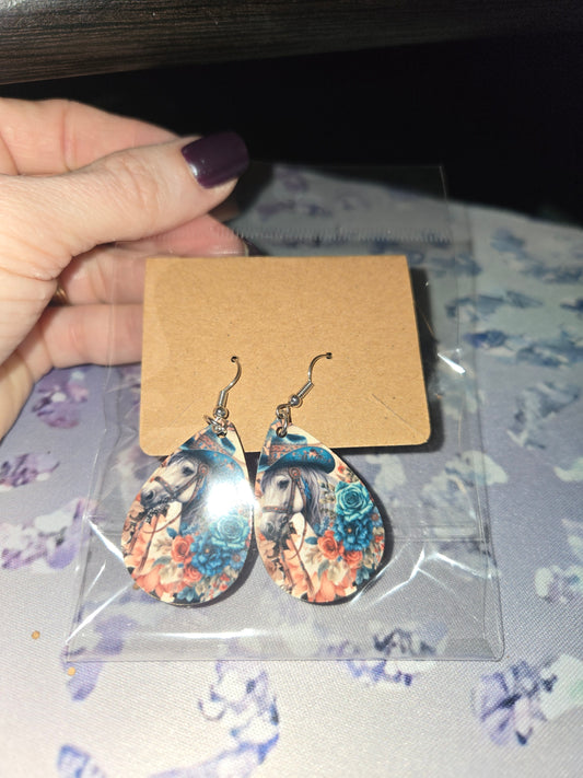 Horse tear drop earrings
