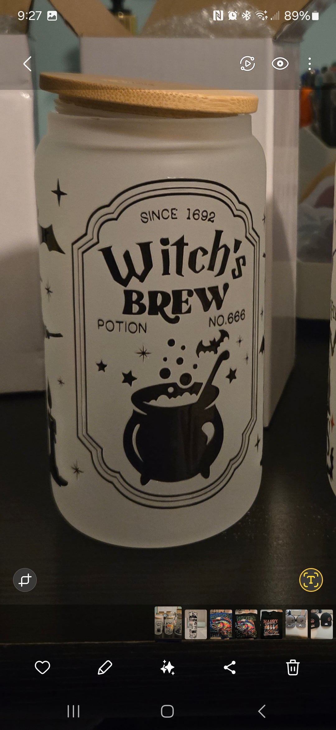 Frosted glass tumblers witches brew