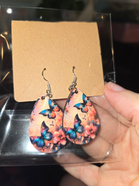 Butterfly tear drop earrings
